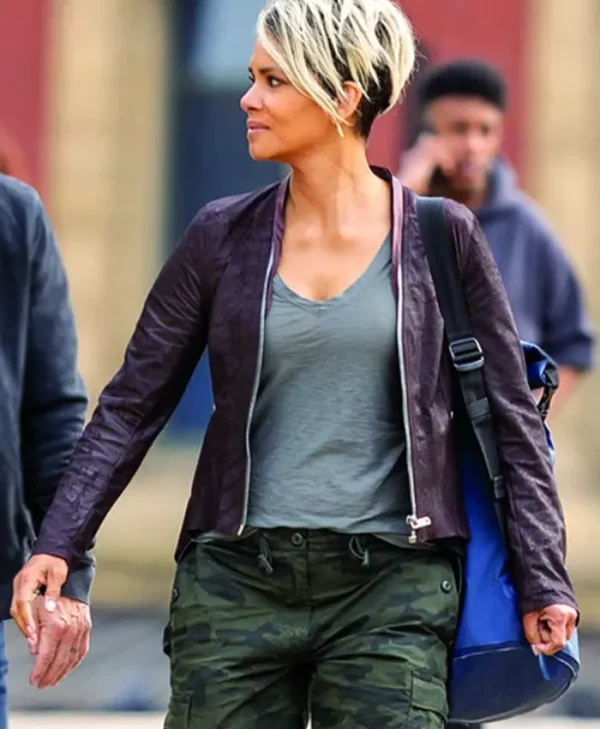 roxanne hall the union 2024 brown biker jacket walking