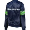 seattle seahawks starter blue satin varsity jacket back
