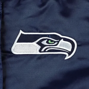 seattle seahawks starter blue satin varsity jacket logo