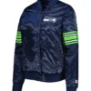 seattle seahawks starter blue satin varsity jacket main