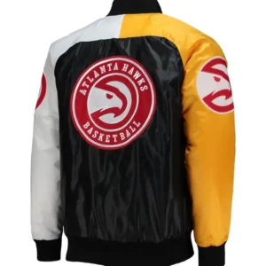 team atlanta hawks players satin varsity jacket bak