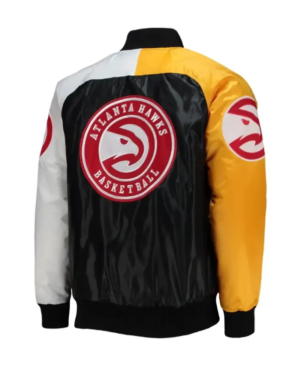 team atlanta hawks players satin varsity jacket bak