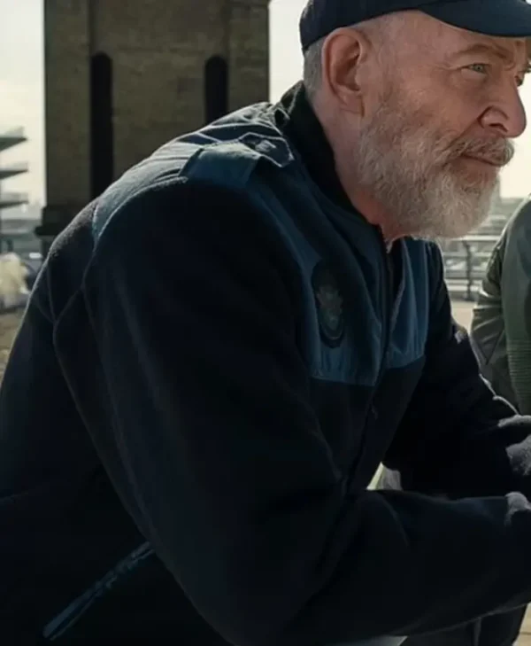 the union 2024 jk simmons blue bomber jacket