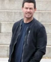 the union 2024 mark wahlberg suede bomber jacket style
