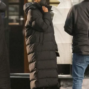 the union 2024 roxanne hall black long puffer jacket side