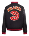 unisex black wool atlanta hawks lettermen jacket back