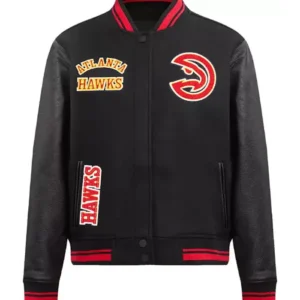 unisex black wool atlanta hawks lettermen jacket main