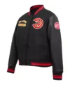 unisex black wool atlanta hawks lettermen jacket side front