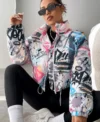 womens boxy fit puffer graffiti varsity jacket main