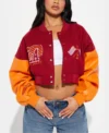 womens cropped boxy fit graffiti varsity jacket main