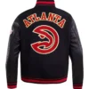 womens pro standard atlanta hawks varsity jacket back