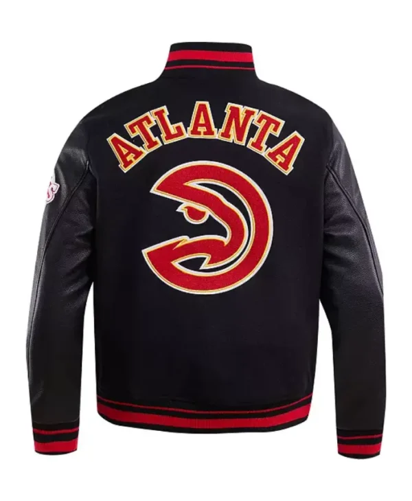 womens pro standard atlanta hawks varsity jacket back