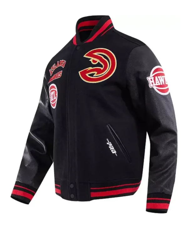 womens pro standard atlanta hawks varsity jacket side front