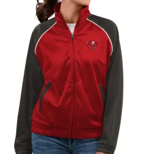 womens tampa bay buccaneers red track jacket front