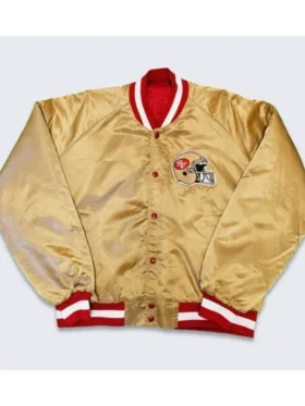 80s NFL Gold Bomber Satin Jacket