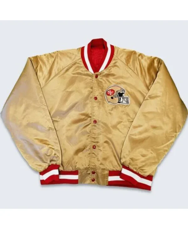 80s NFL Gold Bomber Satin Jacket