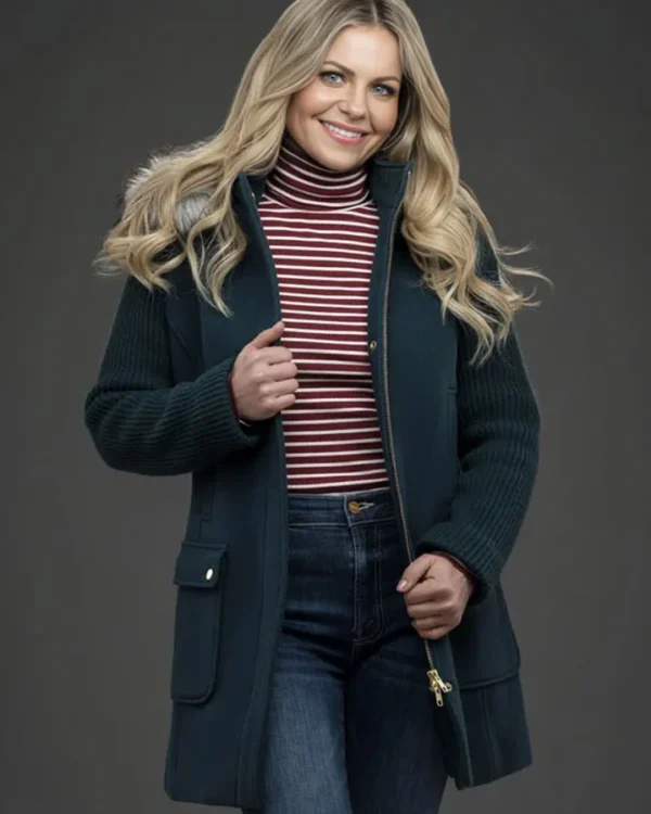 A Christmas Less Traveled Candace Cameron Bure Hooded Blue Coat For Sale