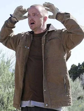 Aaron Paul Breaking Bad Brown Jacket Front