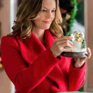 Allie Shaw Christmas in Evergreen Red Wool Coat For Sale