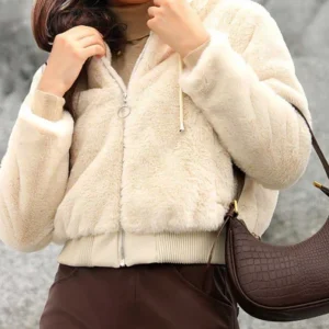 Amanda Zipper Hooded Fur Jacket