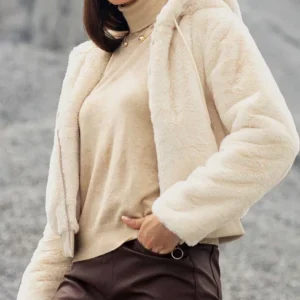 Amanda Zipper Hooded Fur Jacket For Sale