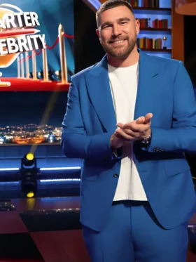Are You Smarter Than a Celebrity Travis Kelce Blue Suit