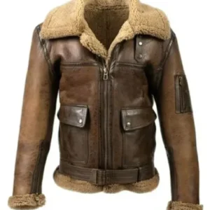 Arnold B6 Aviator Sheepskin Shearling Leather Jacket Front