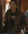 Ashley Park Only Murders in the Building Brown Puffer Jacket