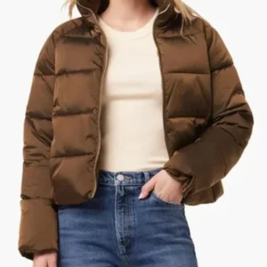 Ashley Park Only Murders in the Building Brown Puffer Jacket For Sale