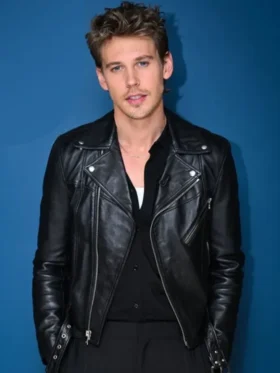 Austin Butler Black Leather Jacket Front