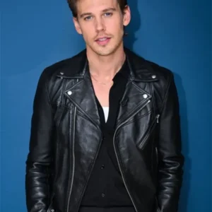 Austin Butler Black Leather Jacket Front
