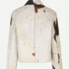 Aviator Style Leather Cowhide Fur Jacket Back
