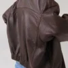 Baggy Brown Leather Jacket Back
