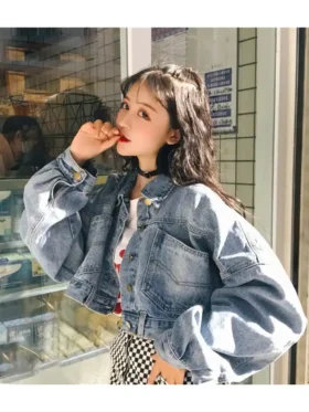 Baggy Cropped Jean Jacket Front