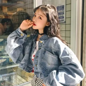 Baggy Cropped Jean Jacket Front