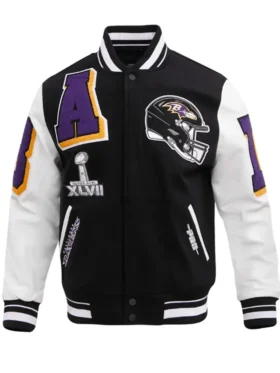 Baltimore Ravens Black and White Varsity Jacket
