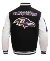 Baltimore Ravens Black and White Varsity Jacket Back