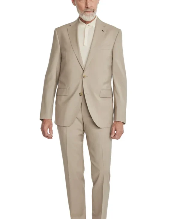 Beige Style Mens 2 Piece Trendy Wedding Suit