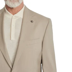 Beige Style Mens 2 Piece Trendy Wedding Suit Collar