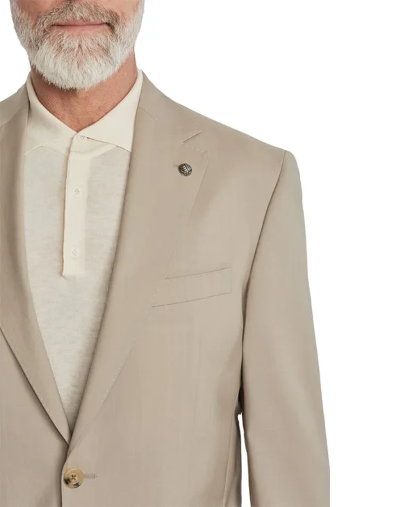 Beige Style Mens 2 Piece Trendy Wedding Suit Collar