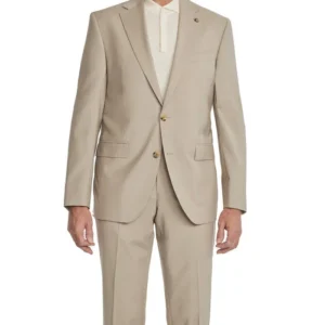 Beige Style Mens 2 Piece Trendy Wedding Suit Front