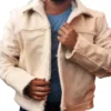 Beige White Cowhide Fur Leather Jacket