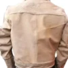 Beige White Cowhide Fur Leather Jacket Back