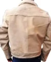 Beige White Cowhide Fur Leather Jacket Back