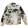 Black And White Cowhide Fur Biker Jacket Back