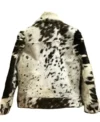 Black And White Cowhide Fur Drop Down Collar Jacket Back
