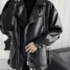 Black Baggy Biker Jacket For Sale