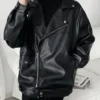 Black Baggy Biker Jacket Front