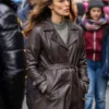 Black Doves Helen Webb Brown Leather Coat