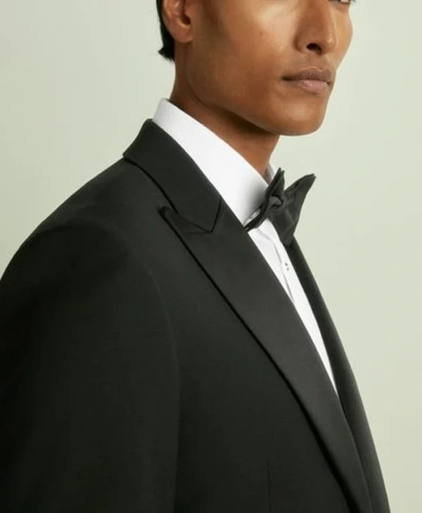 Black Slim Fit Style 2 Piece Notched Lapel Tuxedo Collar